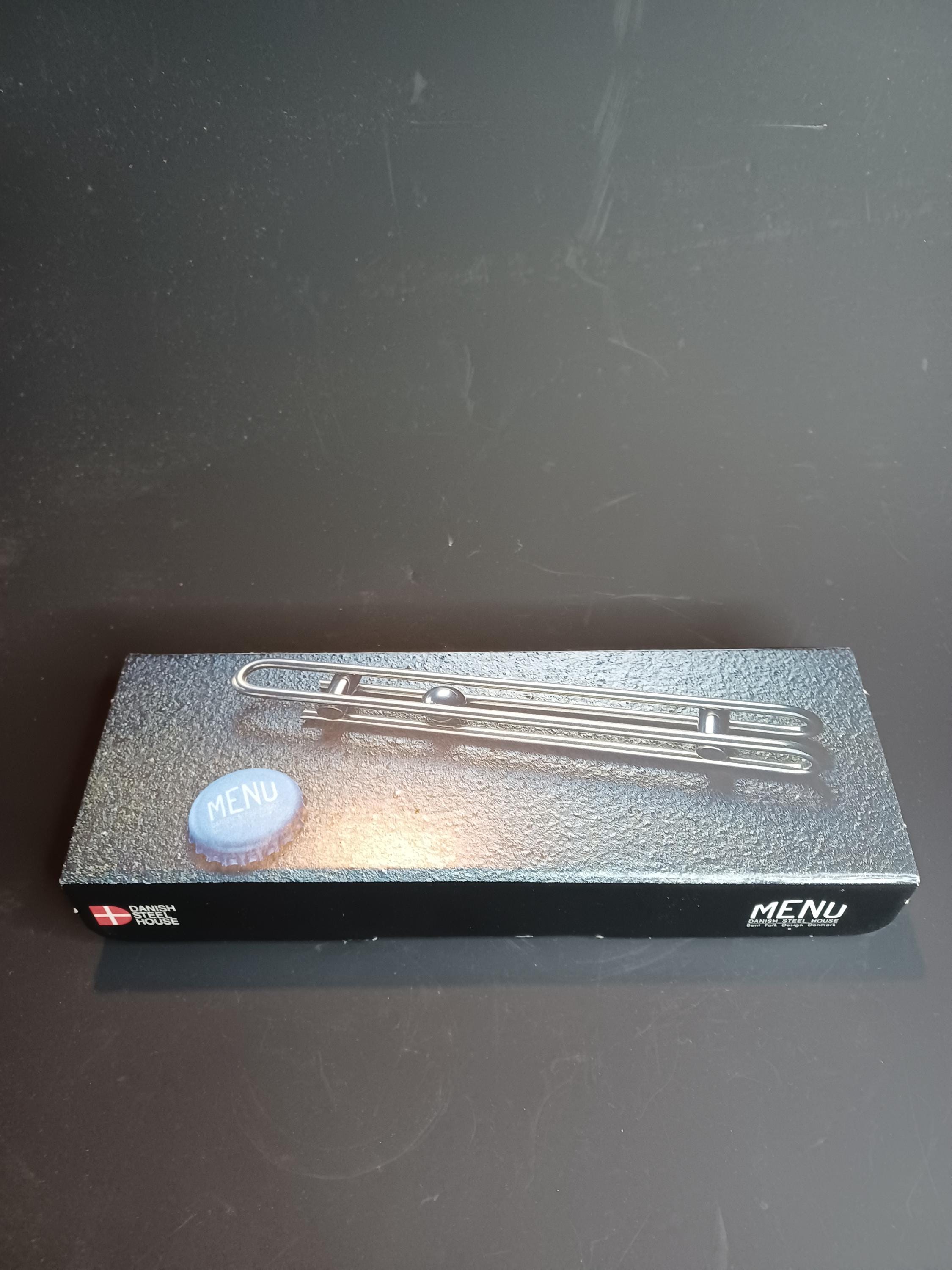 Menu Danish Steel House Bottle Opener Cap Opener Designer Bentalk NOS OVP