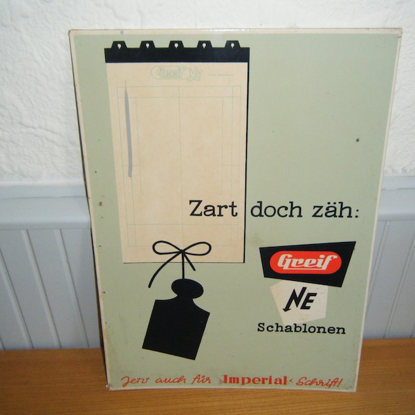 Fantastische vintage Werbung Pappaufsteller Greif NE Schablonen aus den 60er Jahren.