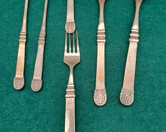Gallo Medici bronze cutlery serving cutlery 6 pieces, serving spoons, sauce spoons, meat forks, brass cutlery.