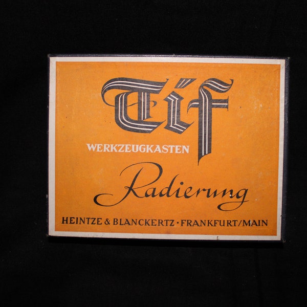 Altes Tift Werkzeugkasten Radierungen. Heinz & Blanckertz Frankfurt/Main.