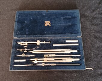 Rare compass box complete Richter & Co. Precision 7356NR drawing box DDR