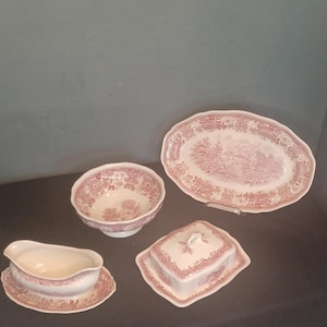 Ergänzungsteile Villeroy & Boch Burgenland rot, Servierplatte, Sauciere, Schüssel, Butterglocke