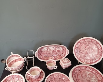 Ergänzungsteile Villeroy & Boch Rusticana mit braunem Stempel W.Germany, Suppentasse, Dessertschale, Servierplatte, Frühstücksteller, Tasse