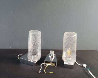 One of three bubble glass wall lights, bathroom lamps, mirror lamps with chrome base.