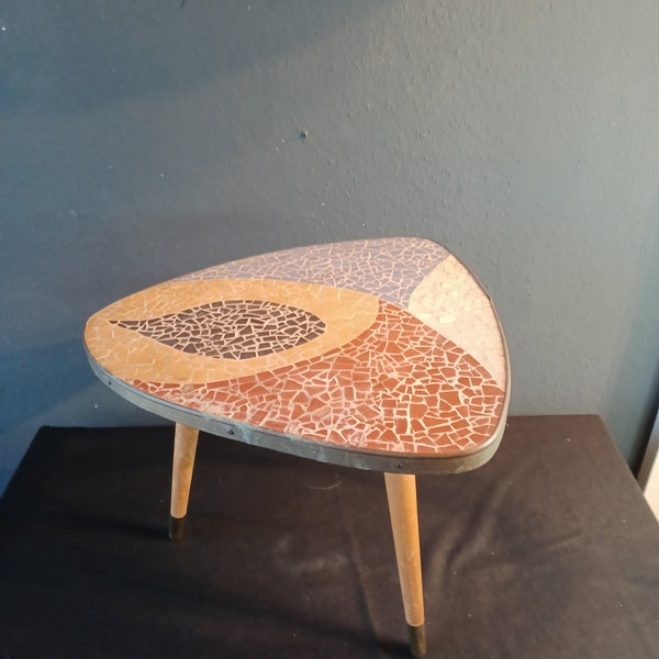 Rare German Rockabilly Mosaic Flower table, Mid-century 1950s