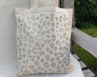 Jutetasche, Stofftasche, Umhängetasche, Leinentasche, Henkeltasche, Geschenkidee, nachhaltige Tasche, Leopardenprint