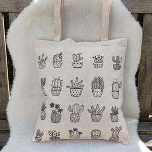 Jutebeutel Motiv Kakteen,  Tragetasche, Umhängetasche, Tasche zum nachhaltigen Einkaufen