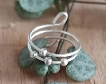 silberfarbener Anxiety-Ring mit Glasperlen, Fidget-Ring, Anti-Stress-Ring