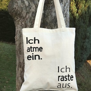 Jutebeutel, Umhängetasche, Spruch, beflockt
