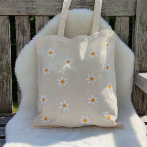 Jute bag shoulder bag Daisies image 4