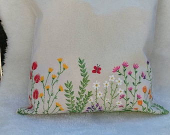 Jute bag, hand-painted, flower meadow