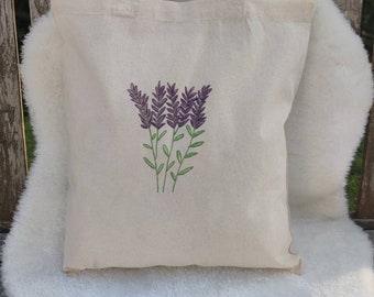 Jute bag, jute bag, linen bag, fabric bag, shoulder bag, tote bag, shopping bag, flowers, lavender