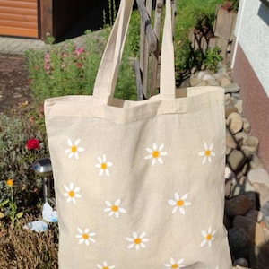 Jute bag shoulder bag Daisies image 5