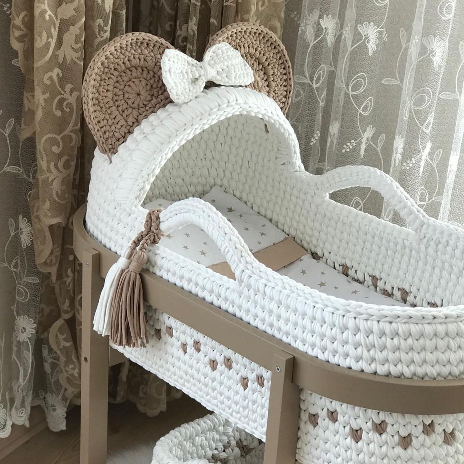 Moses basket Snow White Baby Crocheted Custom made Etsy