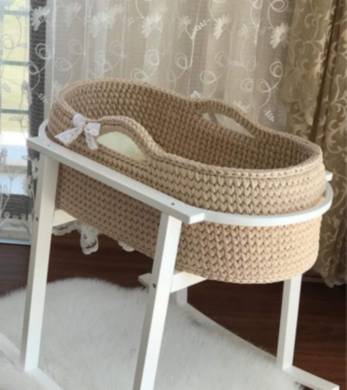 Beige Baby Moses Basket Baby Sleep Basket Newborn Bed Etsy