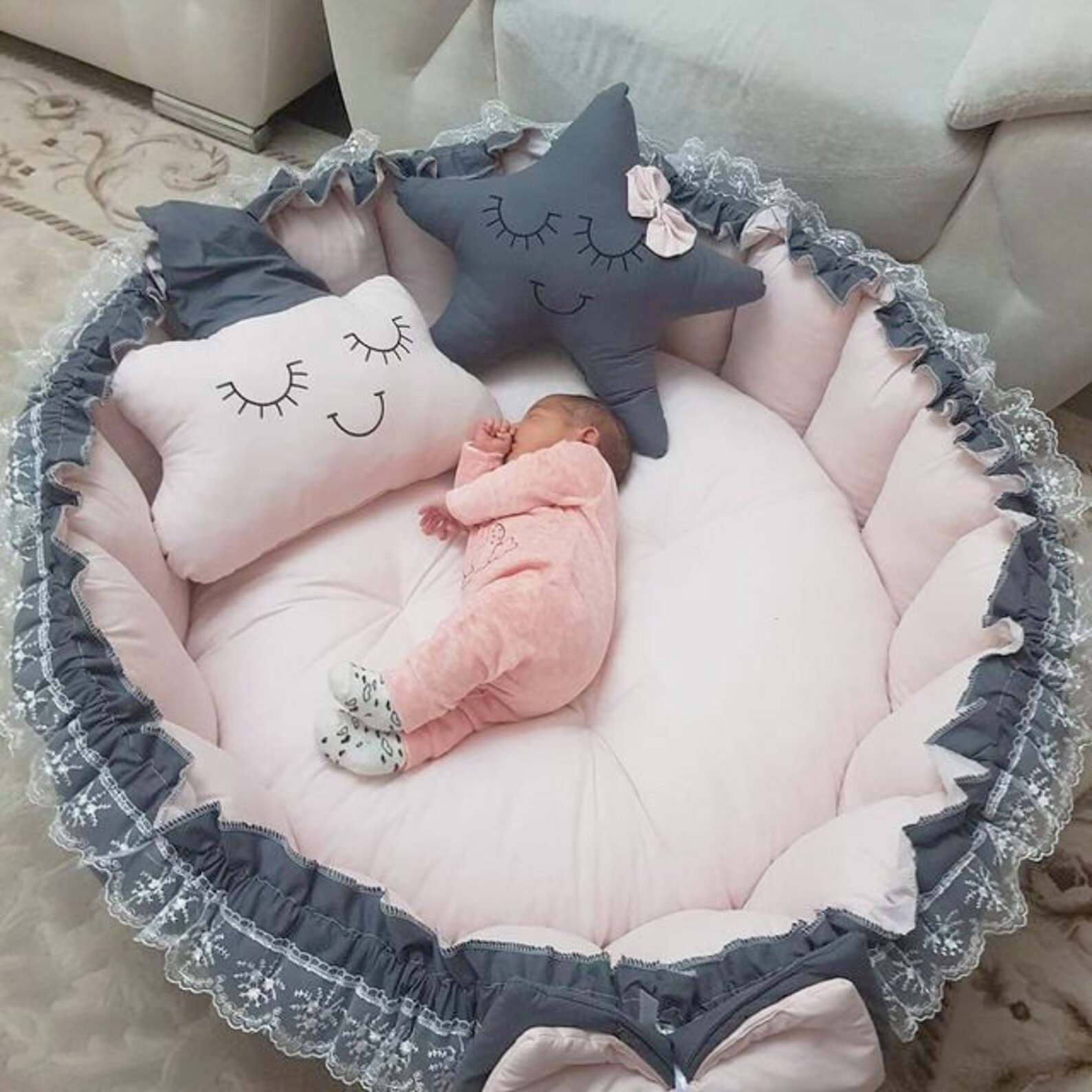 Baby Nest For Girls and Boys Round Baby Sleep & Play Mat Etsy