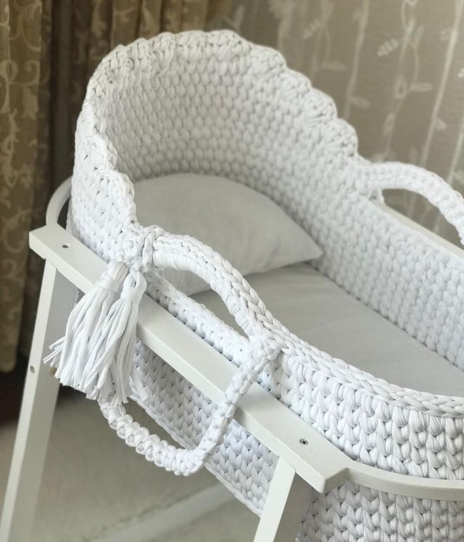 Custom Design White Moses Basket Snow White Cotton Etsy