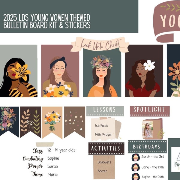 Beautiful Young Women -  LDS 2025 Young Women Theme Bulletin Board Printable Kit