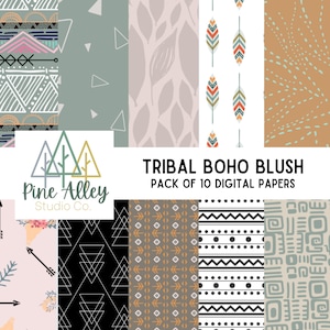 Tribal Patterns Digital Paper Design Package of 10- JPG