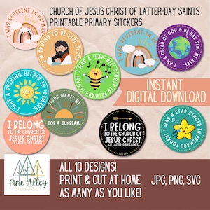 Church of Jesus Christ of Latter-day Saints - LDS - Primary Stickers - Printable