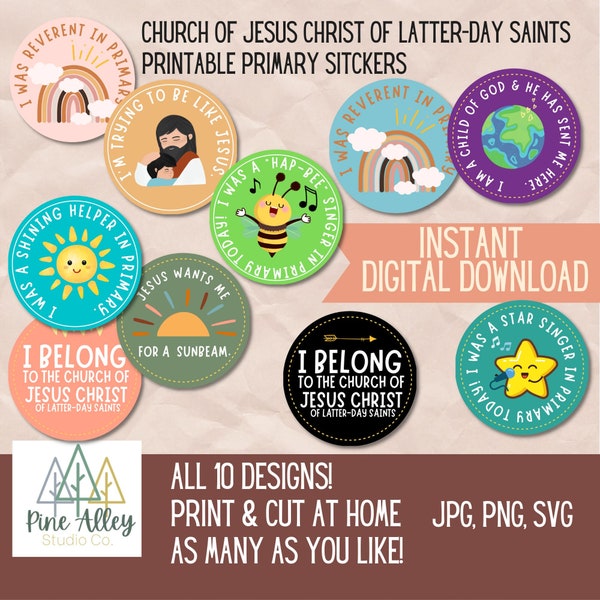 Church of Jesus Christ of Latter-day Saints - LDS - Primary Stickers - Printable