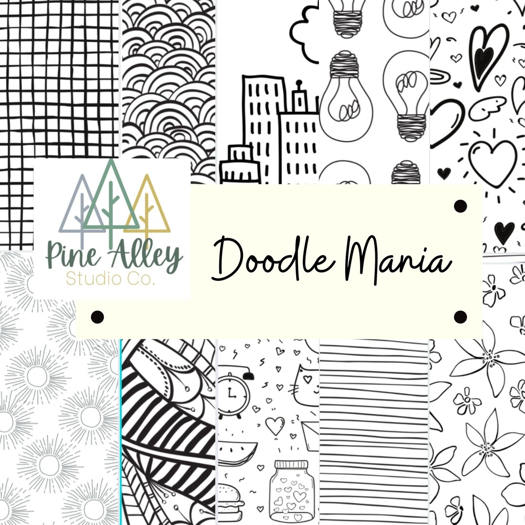 Black and White Doodle Digital Paper Design Package of 10- JPG - Etsy