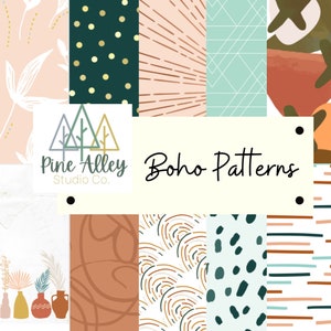 Boho Patterns Digital Paper Design Package of 10- JPG