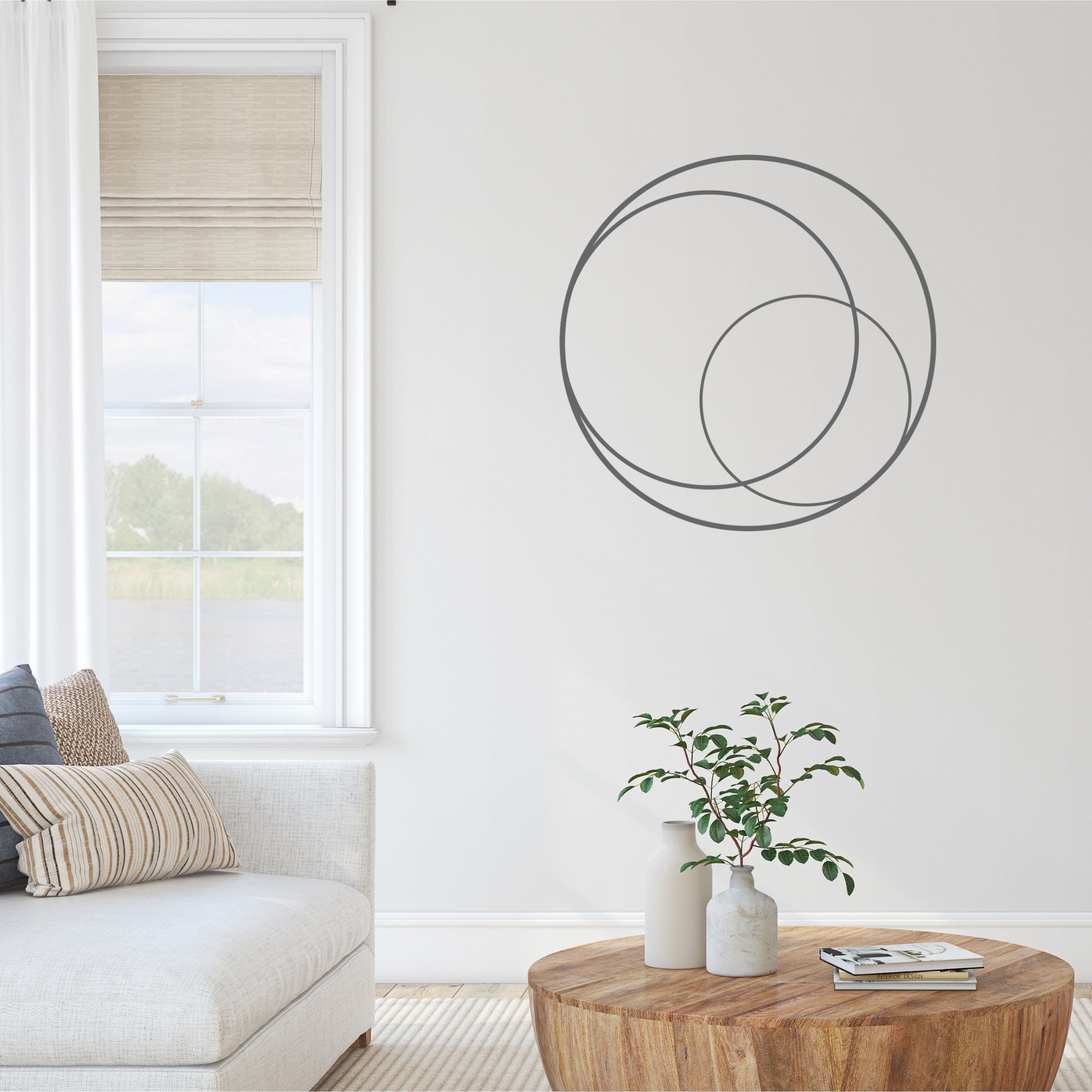 Modern Round Wall Decor Living Room Decor Large Metal Wall | Etsy