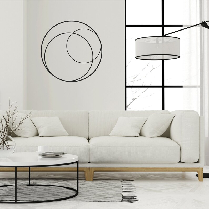 Modern Round Wall Decor Living Room Decor Large Metal Wall Etsy