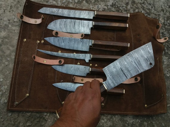 7 Multi-Twist Damascus Chef's Knives