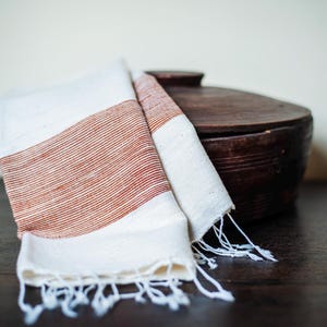 Handwoven Ethiopian Cotton Hand Towels - Soft & Absorbent - Boho Bathroom Decor - Ethically Made Kitchen Towel