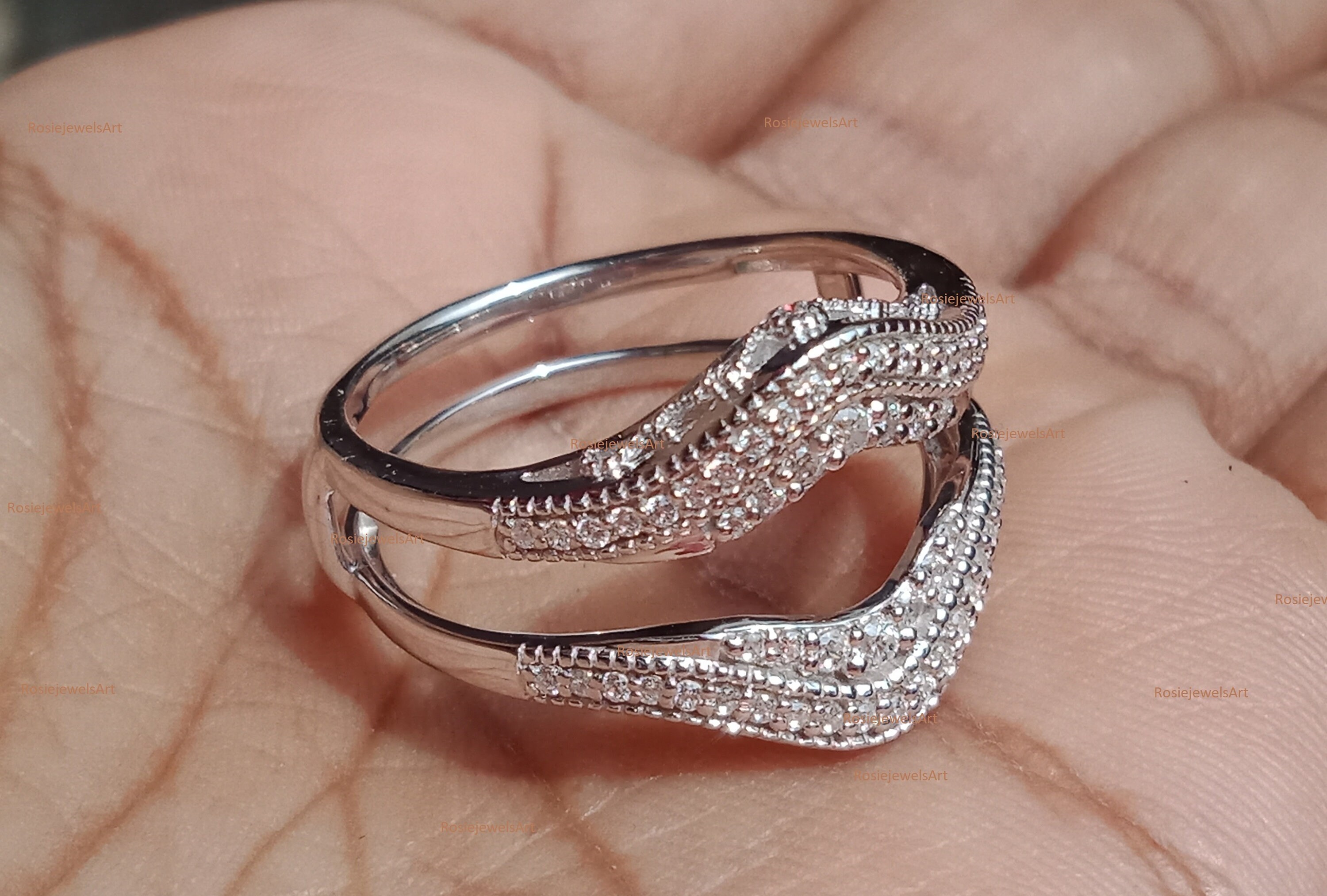 Enhancer Engagement Ring Wedding Band Guard Double Ring Etsy