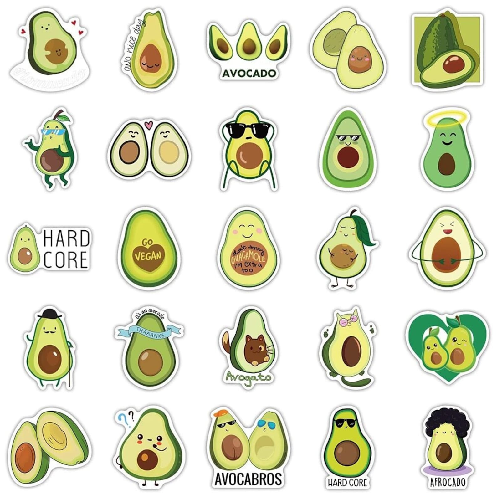 50 Pcs Avocado Stickers Etsy