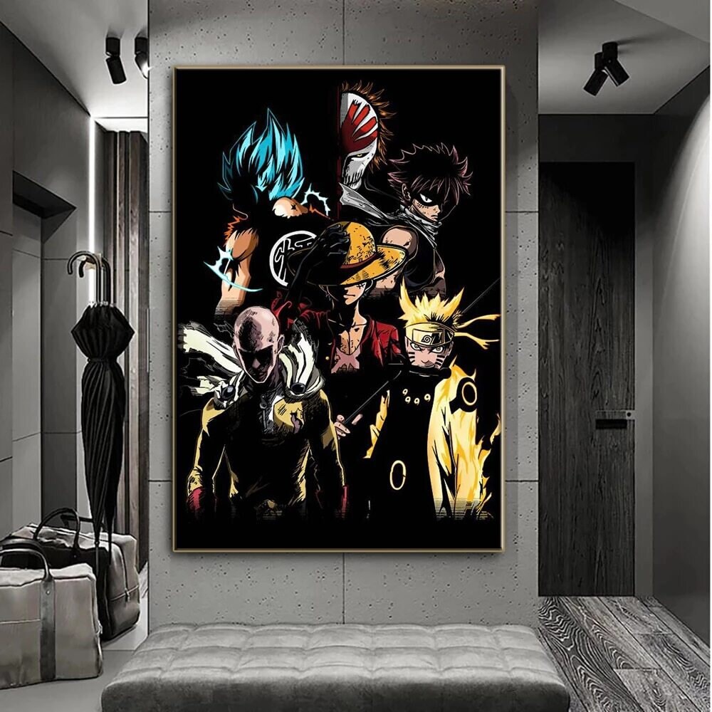 Anime Protagonist Poster Naruto Dragon Ball One Punch Etsy