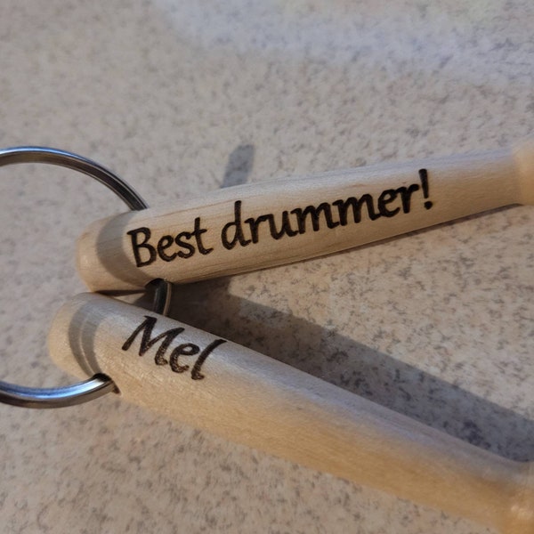 Drum stick keychain for drummer. Keychain with your name!