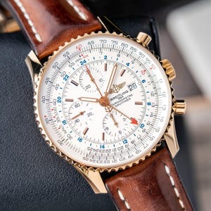 Vintage Breitling Navitimer World GMT RARE automatische chronograaf roségoud gelimiteerd