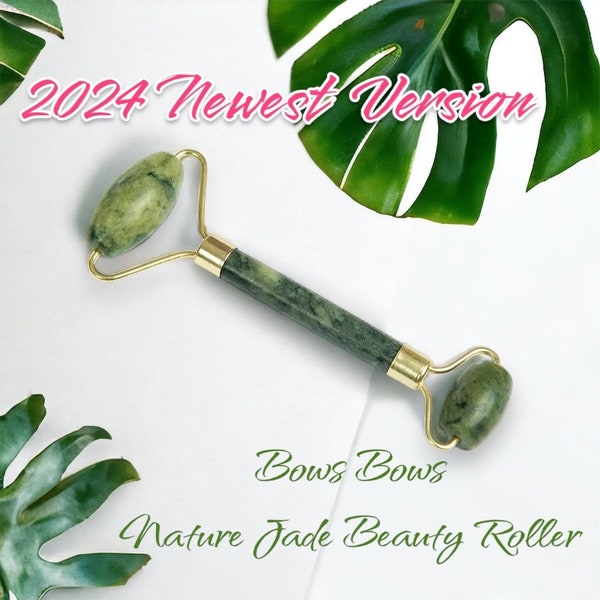 BOWS BOWS Newest Jade rollers, Handcrafted 100% Nature Jade roller for Face message, Eyes Cheeks, Forehead, & Neck shoulders Green Jedeite