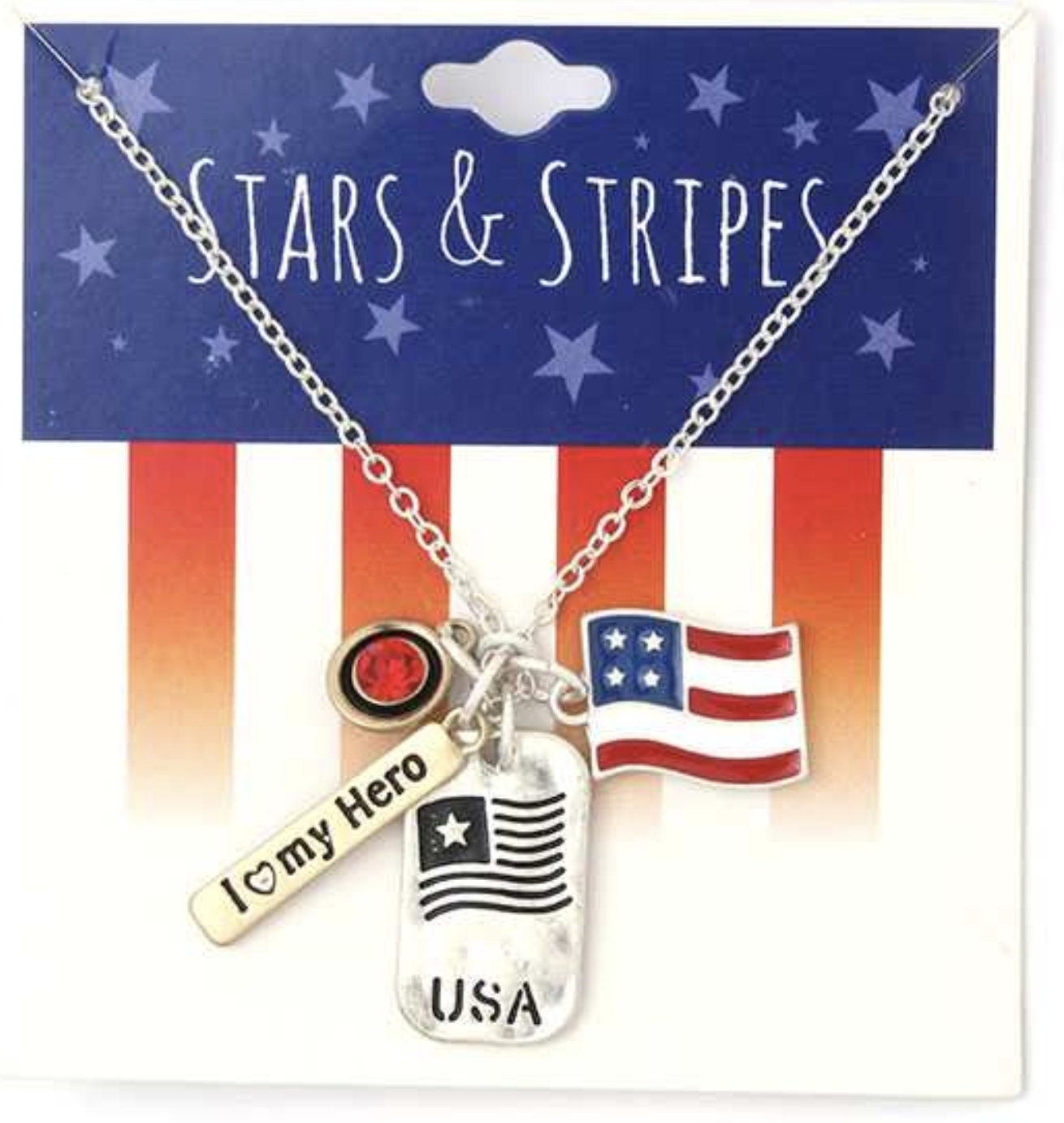 USA American Flag Color Military Style 2 Piece Dog Tag Set - Foto 6