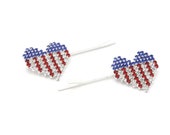 NEW USA Crystal Ave American Flag HAIRPIN 4th July Patriotic Memorial Day (Pair)