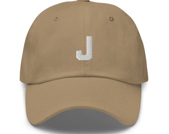 Lettre J Dad Hat • LETTER Baseball Hat, Embroidered Dad Cap • Monogram Alphabet Initial •