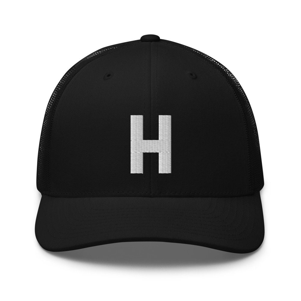 Letter H Trucker hat LETTER Trucker Hat Embroidered Trucker | Etsy