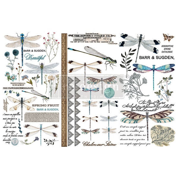 Spring Dragonfly | Rub On No Water Transfer | ReDesign with Prima | Small Decor Transfers for Furniture