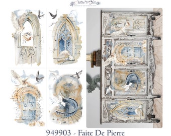 Faite De Pierre | Hokus Pokus | Rub On No Water Transfer | Decor Transfers for Furniture