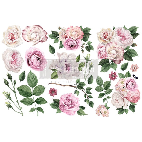 Delicate Roses | Rub On No Water Transfer | ReDesign with Prima | Small Decor Transfers for Furniture