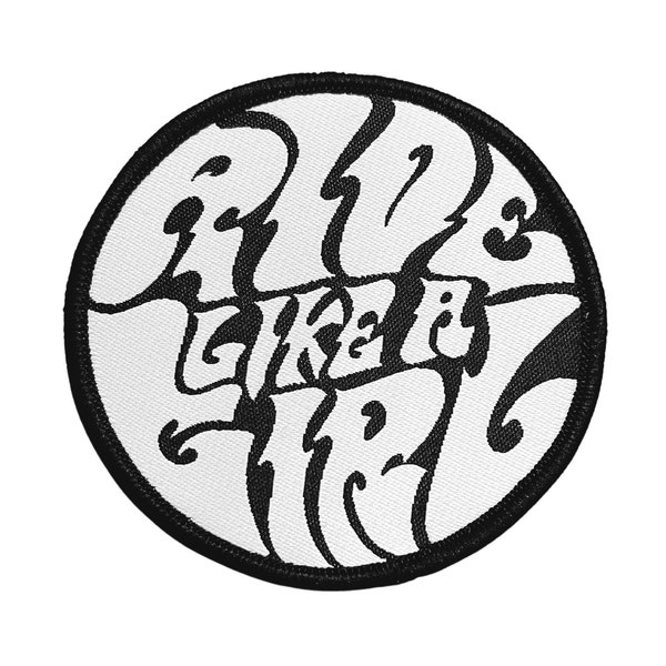Ride Like A Girl Iron-On Patch - Aesthetic Black and White Woven Patch Appliqué for Jacket, Clothes, Bags | Gift for Women Bikers