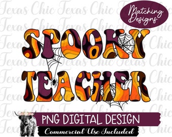 Spooky Teacher Png, Sublimation Designs Downloads, Png,m Digital Designs, Digital Downloads, Teacher Png, Teacher, Halloween Png, Halloween