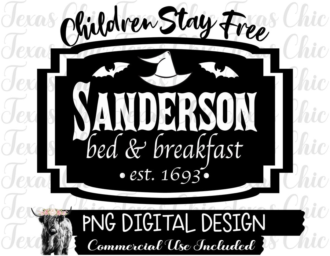 Sanderson Bed &amp; Breakfast Png, Sublimation Designs Downloads, Png ...