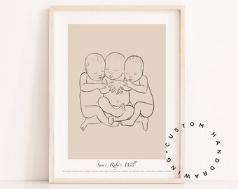 custom baby line art personalized nursery new baby gift hand drawn art custom line drawing from photo custom child line drawing