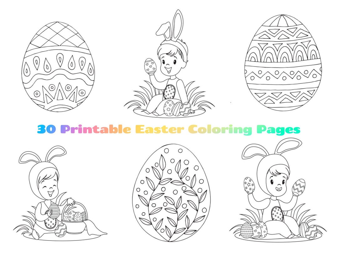 30 Easter Children's Printable Coloring Pages, Instant PDF Download ...
