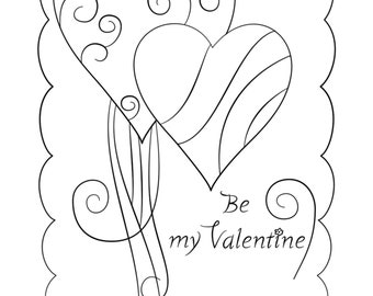 Be My Valentine Coloring Sheet, Hearts coloring page, Valentine's Day coloring page, Kids Adult Coloring, valentines, printable, Love day